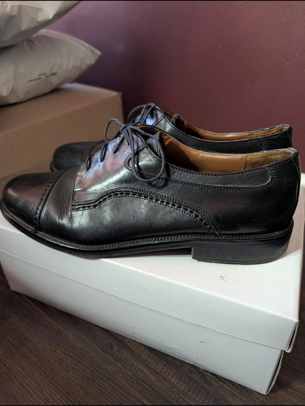 CABLE & CO. Men's Italian Black Leather Lace-Up Brogue Derby Dress Shoes 12D